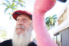 Gerry Jamison stands with sculpture 'The Real Florida Lottery,' made by his artist friend Randi Grantham.