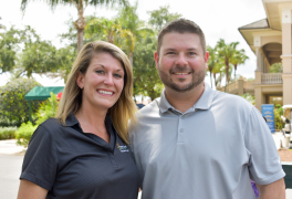 Nikkie Dvorchak, vice president of events and development at the Greater Naples Chamber of Commerce, and Buddy Hornbeck, chairman of the Naples Chamber Classic Golf Committee.